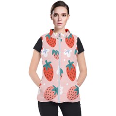 Strawberry-seamless-pattern Women s Puffer Vest by Pakemis