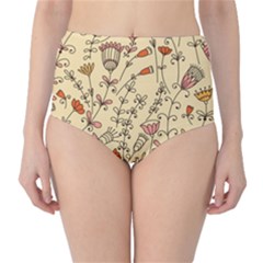 Seamless-pattern-with-different-flowers Classic High-waist Bikini Bottoms