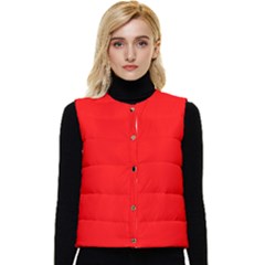 Color Red Women s Short Button Up Puffer Vest