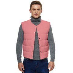 Color Light Coral Men s Short Button Up Puffer Vest	 by Kultjers