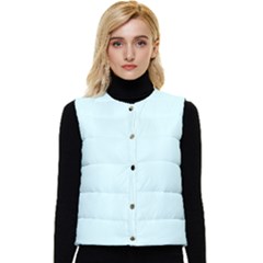 Color Light Cyan Women s Short Button Up Puffer Vest by Kultjers