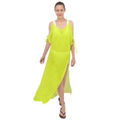 Color Luis Lemon Maxi Chiffon Cover Up Dress by Kultjers
