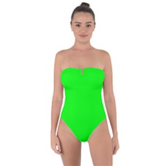 Color Lime Tie Back One Piece Swimsuit