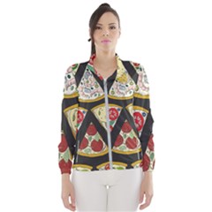 Vector-seamless-pattern-with-italian-pizza-top-view Women s Windbreaker by Pakemis