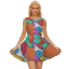 Modern Art Sleeveless Button Up Dress by gasi