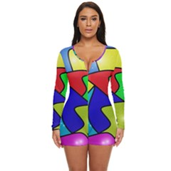 Colorful Abstract Art Long Sleeve Boyleg Swimsuit by gasi