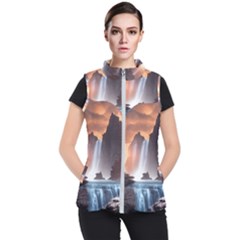 Water Waterfall Nature River Lake Planet Fantasy Women s Puffer Vest by Uceng