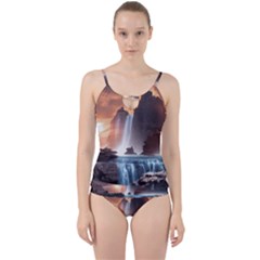 Water Waterfall Nature River Lake Planet Fantasy Cut Out Top Tankini Set by Uceng