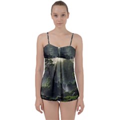 Waterfall River Fantasy Dream Planet Matte Babydoll Tankini Set by Uceng