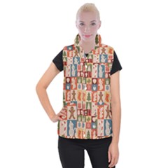 Cute Christmas Seamless Pattern Vector  - Women s Button Up Vest by Uceng