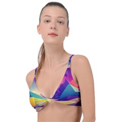 Abstract Geometric Landscape Art 3d Render Knot Up Bikini Top by Pakemis