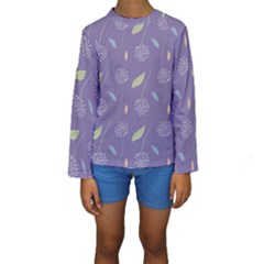 Seamless Pattern Floral Background Violet Background Kids  Long Sleeve Swimwear by artworkshop