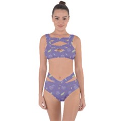 Seamless Pattern Floral Background Violet Background Bandaged Up Bikini Set  by artworkshop