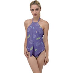 Seamless Pattern Floral Background Violet Background Go With The Flow One Piece Swimsuit by artworkshop