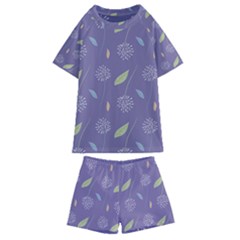 Seamless Pattern Floral Background Violet Background Kids  Swim Tee And Shorts Set by artworkshop