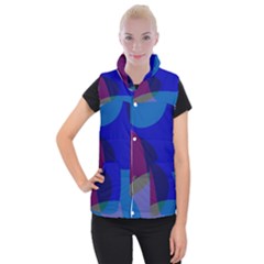 Blue Abstract 1118 - Groovy Blue And Purple Art Women s Button Up Vest by KorokStudios