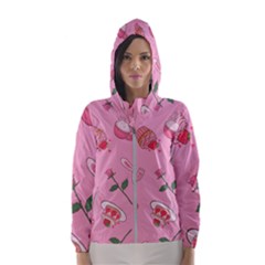 Valentine Pattern Women s Hooded Windbreaker by designsbymallika