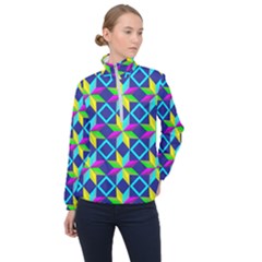 Colorful Stars Pattern                                                                     Women Half Zip Windbreaker