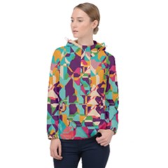 Retro Chaos                                                                       Women Hooded Front Pocket Windbreaker by LalyLauraFLM