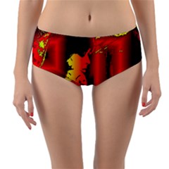Red Light Ii Reversible Mid-waist Bikini Bottoms by MRNStudios