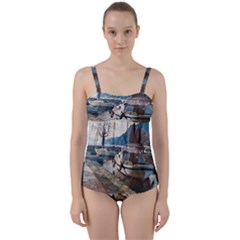 Boats On Gardasee, Italy  Twist Front Tankini Set by ConteMonfrey