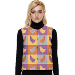 Chickens Pixel Pattern - Version 1a Women s Short Button Up Puffer Vest by wagnerps