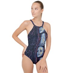 Pavement Lover High Neck One Piece Swimsuit by MRNStudios