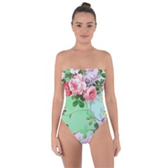 Shabby Chic Floral  Tie Back One Piece Swimsuit