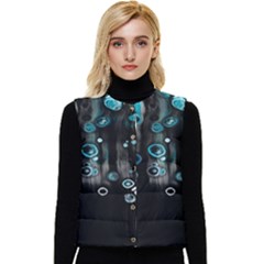 Falling Down Pattern Women s Short Button Up Puffer Vest by artworkshop