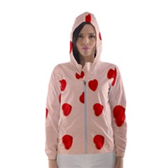 Valentine Day Pattern Logo Heart Women s Hooded Windbreaker by artworkshop