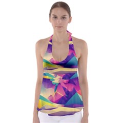 Abstract Geometric Landscape Art Babydoll Tankini Top by danenraven