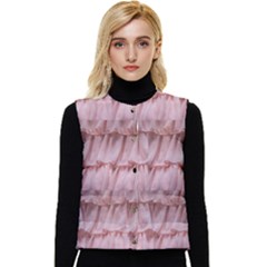 Pink Chiffon Cotton Candy Frills Women s Short Button Up Puffer Vest