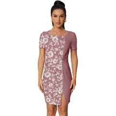 Pattern Seamless Floral Classic Fitted Knot Split End Bodycon Dress by flowerland