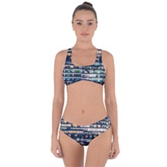 Texture Pattern Criss Cross Bikini Set by artworkshop