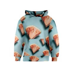 Watermelon Against Blue Surface Pattern Kids  Pullover Hoodie