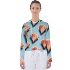 Watermelon Against Blue Surface Pattern Women s Slouchy Sweat by artworkshop