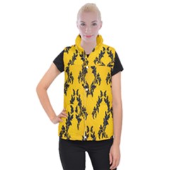 Yellow Regal Filagree Pattern Women s Button Up Vest by artworkshop