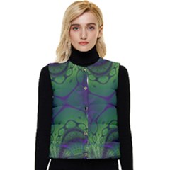 Abstract Art Fractal Women s Short Button Up Puffer Vest