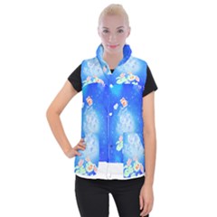 Butterflies T- Shirt Serenity Blue Floral Design With Butterflies T- Shirt Women s Button Up Vest by maxcute