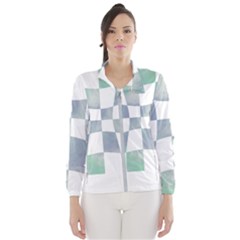 Checkerboard T- Shirt Psychedelic Watercolor Check Aqua T- Shirt Women s Windbreaker by maxcute