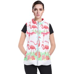 Flower Flamingo T- Shirt Floral Birds Flower Flamingo T- Shirt Women s Puffer Vest by maxcute