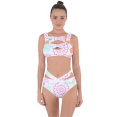 Flower Pattern T- Shirt Colorful Groovy Flower Pattern Outline T- Shirt Bandaged Up Bikini Set  by maxcute