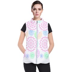 Flower Pattern T- Shirt Colorful Groovy Flower Pattern Outline T- Shirt Women s Puffer Vest by maxcute