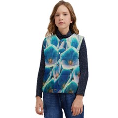 Hydrangeas-blossom-bloom-blue Kid s Short Button Up Puffer Vest	 by Ravend