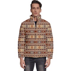 Southwest-pattern-tan-large Men s Puffer Bubble Jacket Coat by SouthwestDesigns