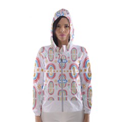 Pattern T- Shirt Rainbow No  8 - Flowers Eyes Stars Moon Sun Rain And Palm Trees Pattern T- Shirt Women s Hooded Windbreaker by maxcute