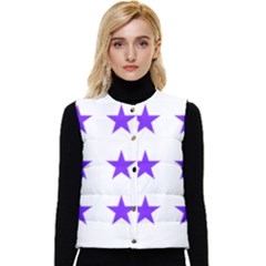 Star Pattern T- Shirt Star Pattern - Purple T- Shirt Women s Short Button Up Puffer Vest by maxcute