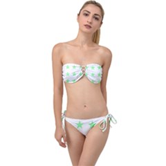 Stars T- Shirt Star Pattern - Green T- Shirt Twist Bandeau Bikini Set by maxcute