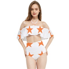 Stars T- Shirt Star Pattern - Orange T- Shirt Halter Flowy Bikini Set  by maxcute