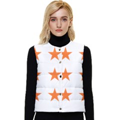 Stars T- Shirt Star Pattern - Orange T- Shirt Women s Short Button Up Puffer Vest by maxcute